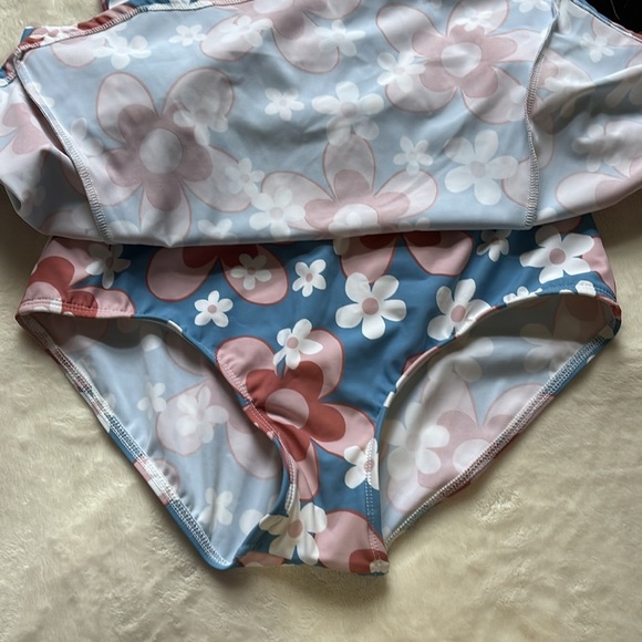 NWT Esther Williams Blue Retro Floral Swim Dress - Picture 9 of 10